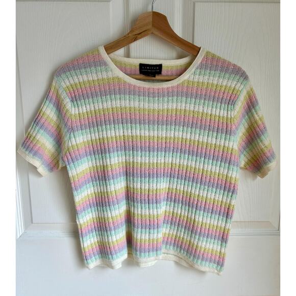 Vintage 90's Boxy Rainbow Short Sleeved Knit Top Size Medium | Vintage Limited - Picture 2 of 5